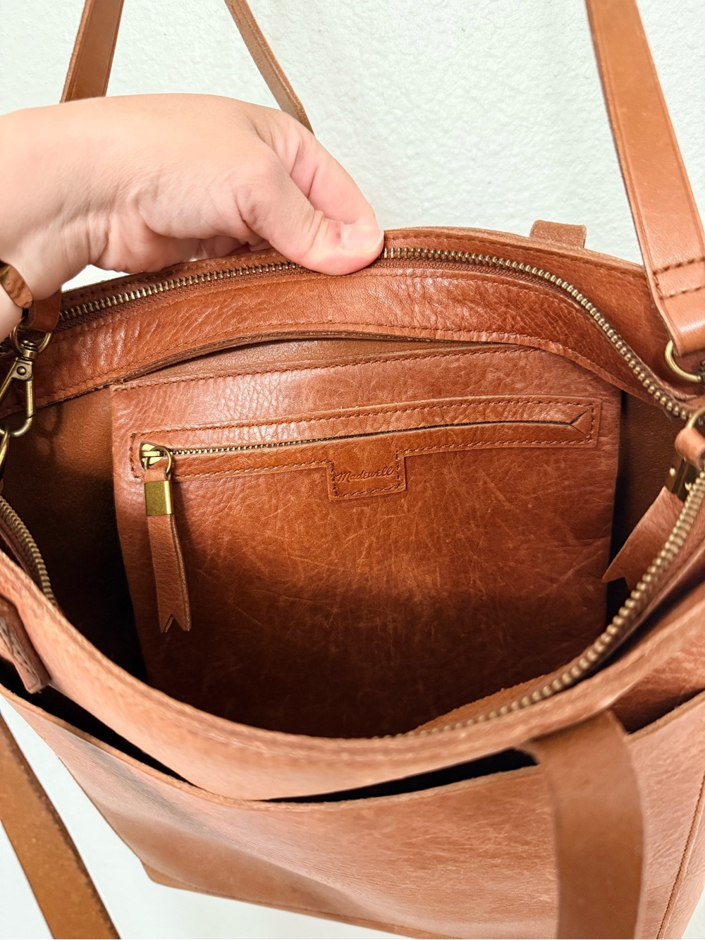 Leather Tote Bag in Cognac Brown - Picture 7 of 7